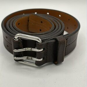 Shinola Detroit chocolate brown 2-prong leather belt, size 42